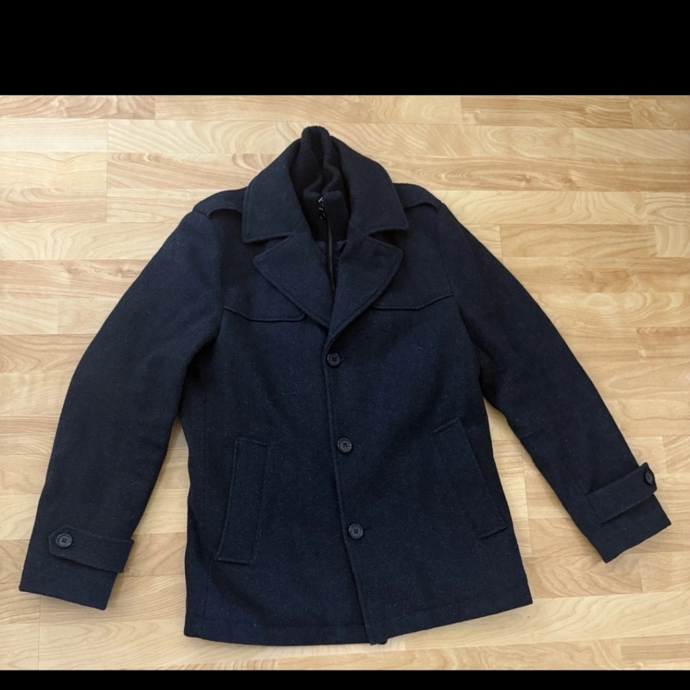 Egara Men's Black Wool Coat